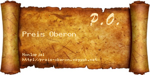 Preis Oberon névjegykártya